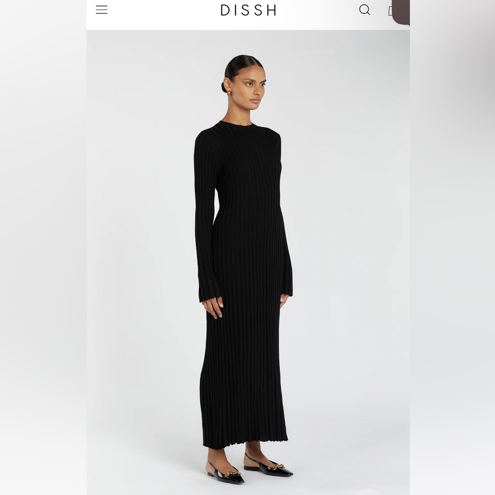 DISSH ADA BLACK LONG SLEEVE MIDI DRESS